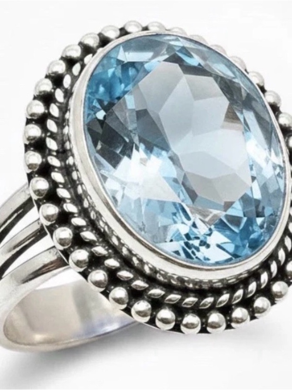 5 Blue Swiss Topaz Oval Cocktail Ring Sterling Silver